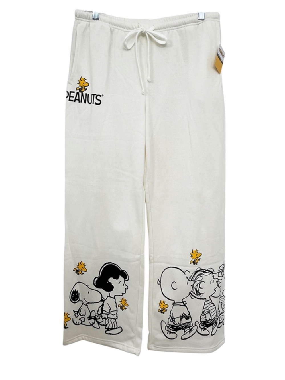 Peanuts Womens Cream Wide-Leg Sweatpants Size Large